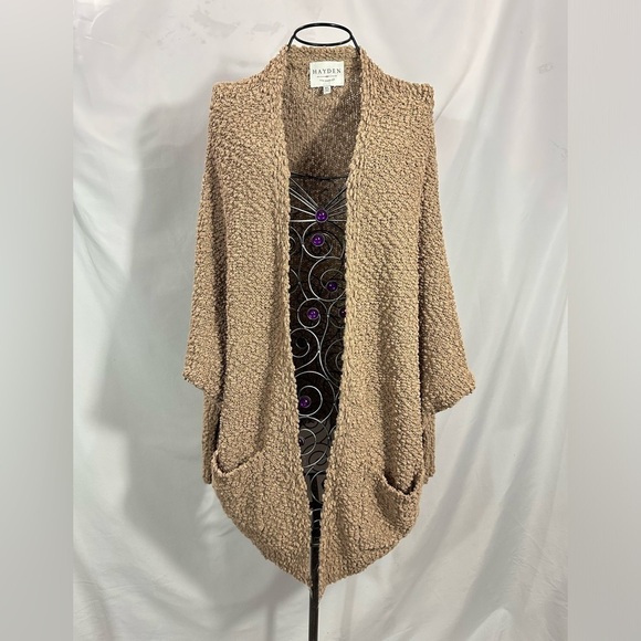Hayden Los Angeles brown boucle open front cardigan size M/L - Picture 6 of 9